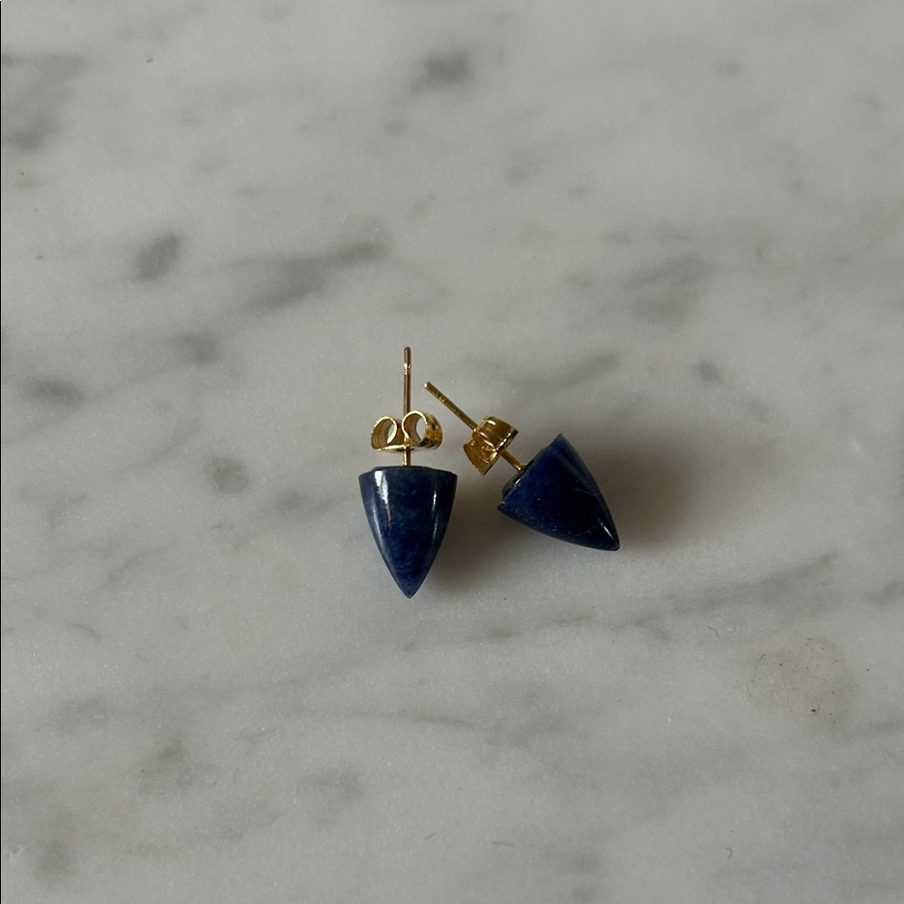 Lapis pyramid stud earrings